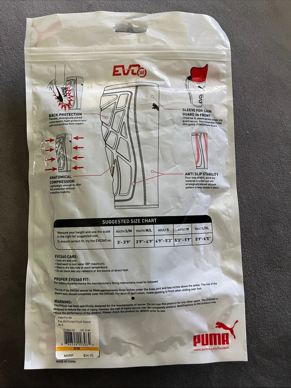 Puma EVO360 shin guard sleeve with calf protection